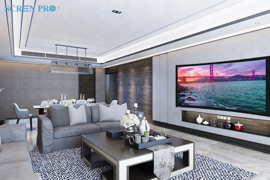 100 дюймовый 8k alr длинный проектор с фиксированной изогнутой рамкой, экран проектора