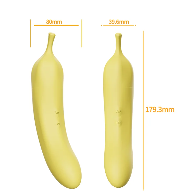 Rechargeable Banana 2 in 1 Clitoral Sucking & G-Spot Dildo Vibrator for Double Stimulation Clitoris Nipple Sucker for Couples