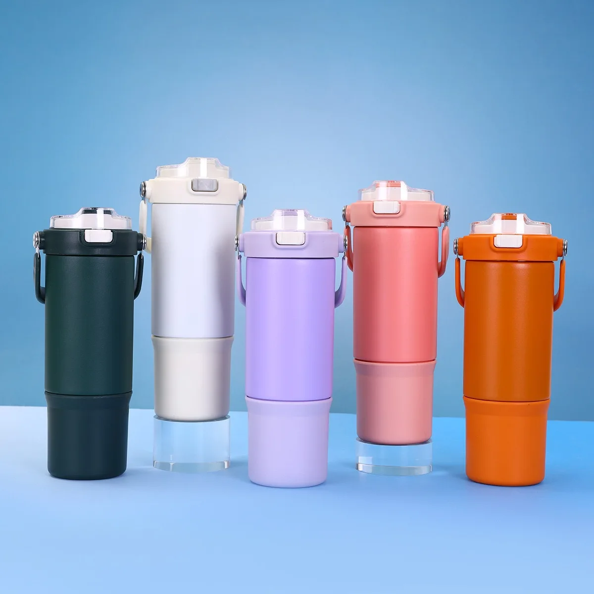 2024 New Custom 30oz Portable Double Wall Thermos Car Coffee Mug Stainless Steel Vacuum Insulated Tumbler with Straw and Handle