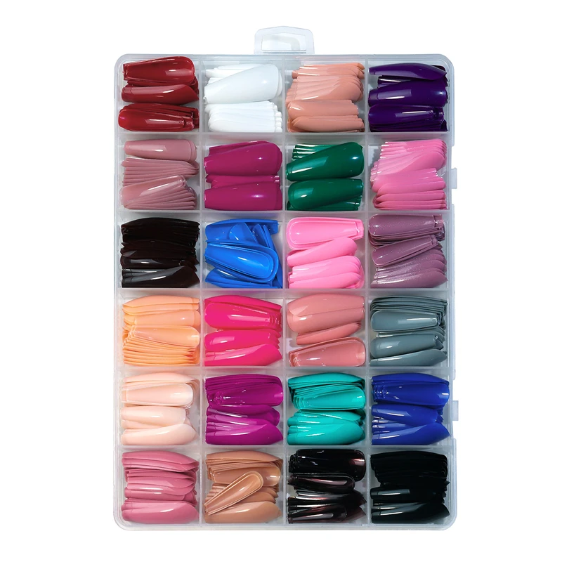 2023 New Colorful Boxed False Nail Tips Short Square Almond Ballerina Matte Artifical Fingernails for DIY Nail Art Set