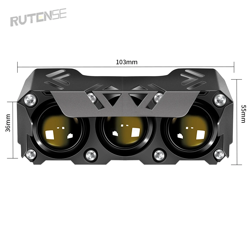 RUTENSE high quality auto led bulb 3 lens car head lamp motorcycle led headlights 24W white yellow car lights