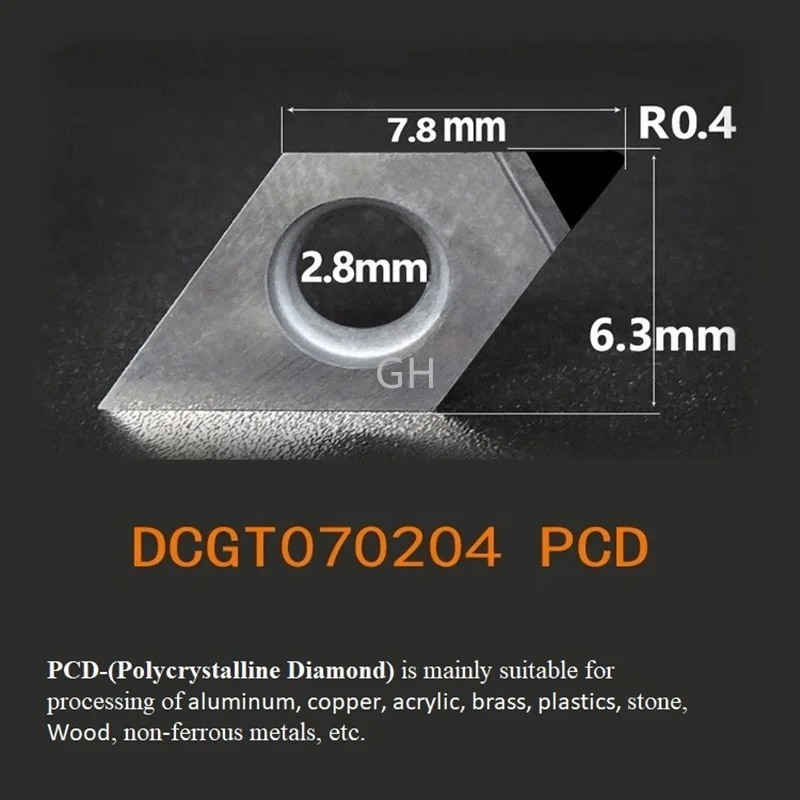 Diamond cutting tools PCD tip turning tool insert DCMT DCMT070204 for CNC lathe