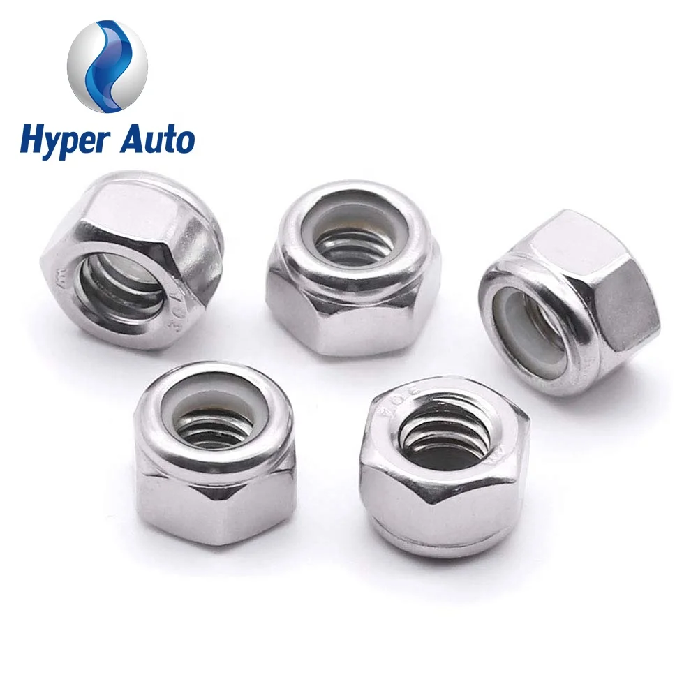Stainless steel hardware Fasteners Zinc plated Nylon insert lock nuts used in top mounting of shock absorber
