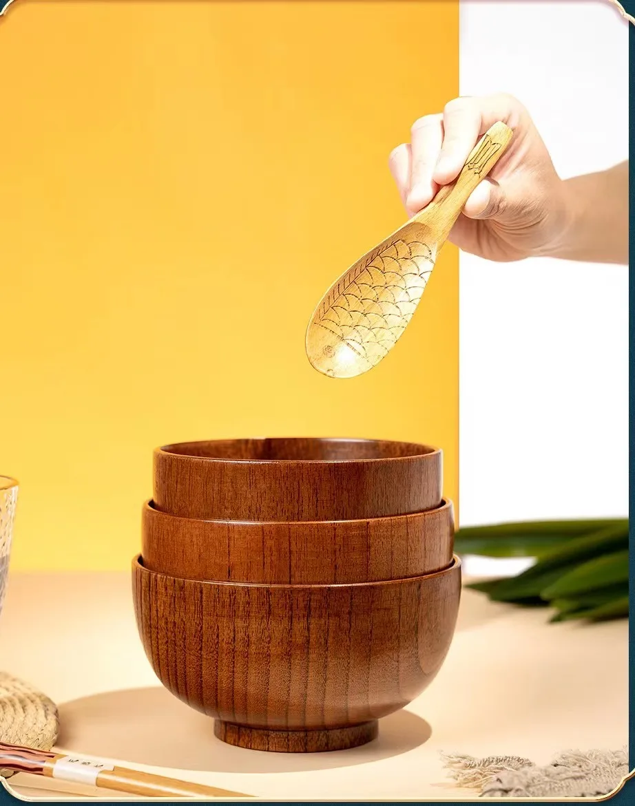 Decorative Dessert Fruit Salad Bowl Custom Wooden Dinner Bowl Portable Mini Round Bowl 9x9x6cm