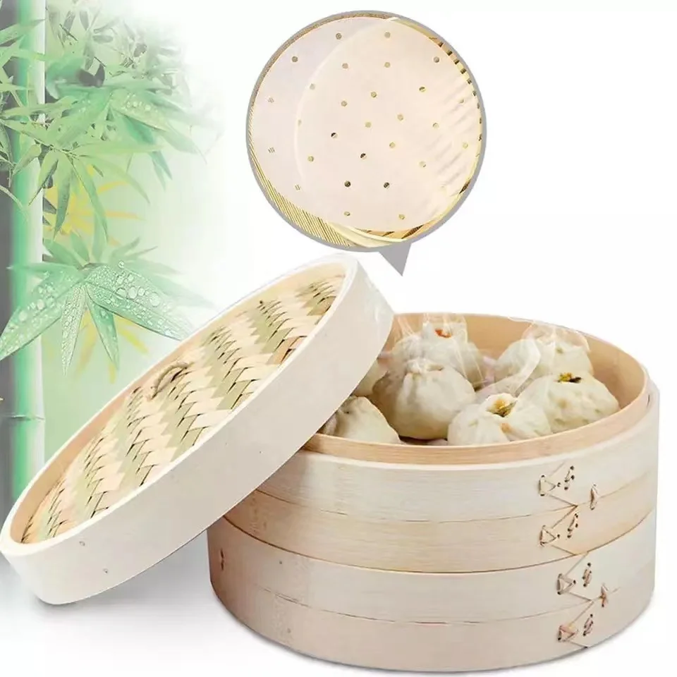 New Arrival 10/15/20cm Chinese Dumplings Bamboo Steamer Cooker with Lid Steamer Fish Rice Vegetable Basket Kitchen Cook
