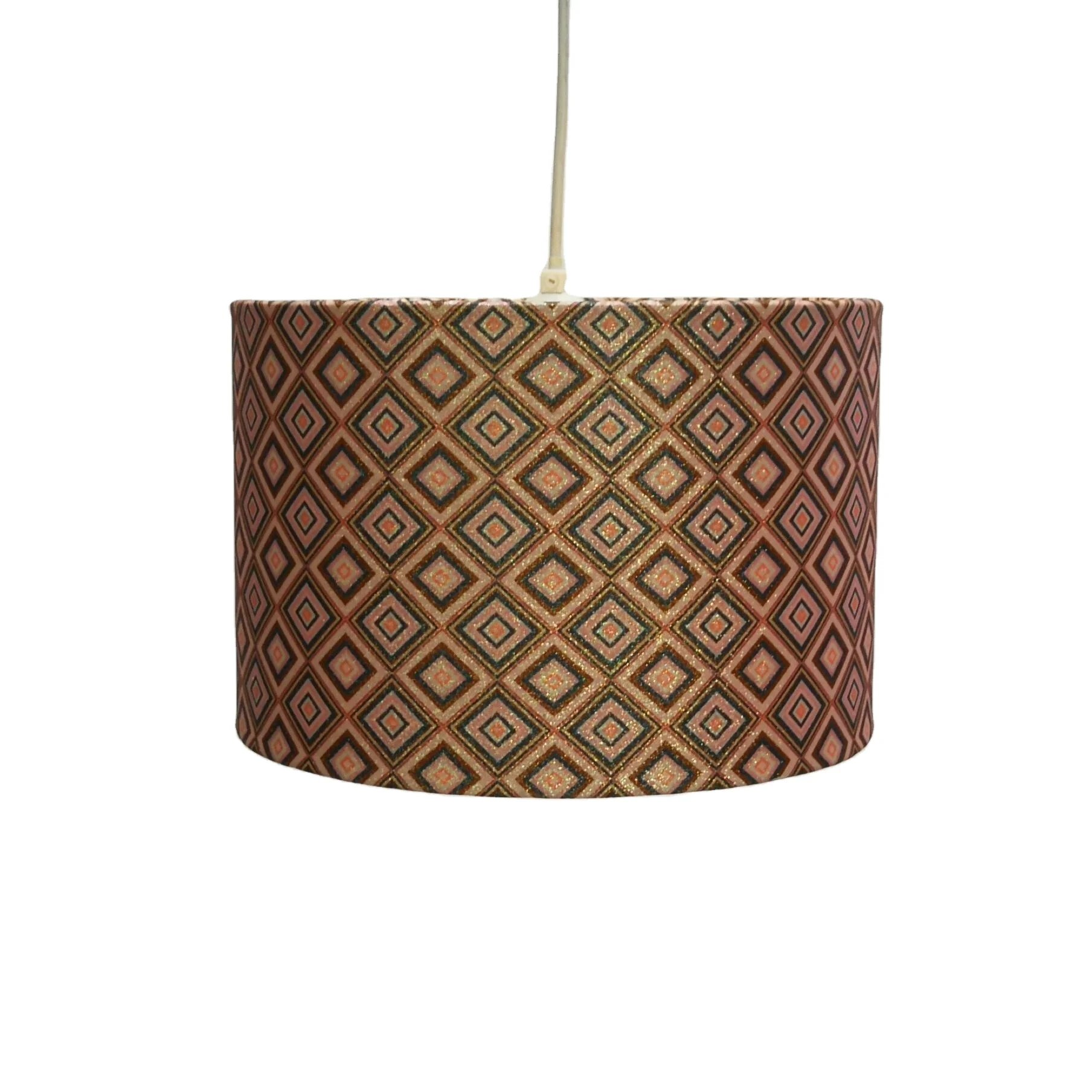 Factory Customizable Drum Fabric Lampshade ,E27 Light head ,Modern easy fit drum pendant light fabric