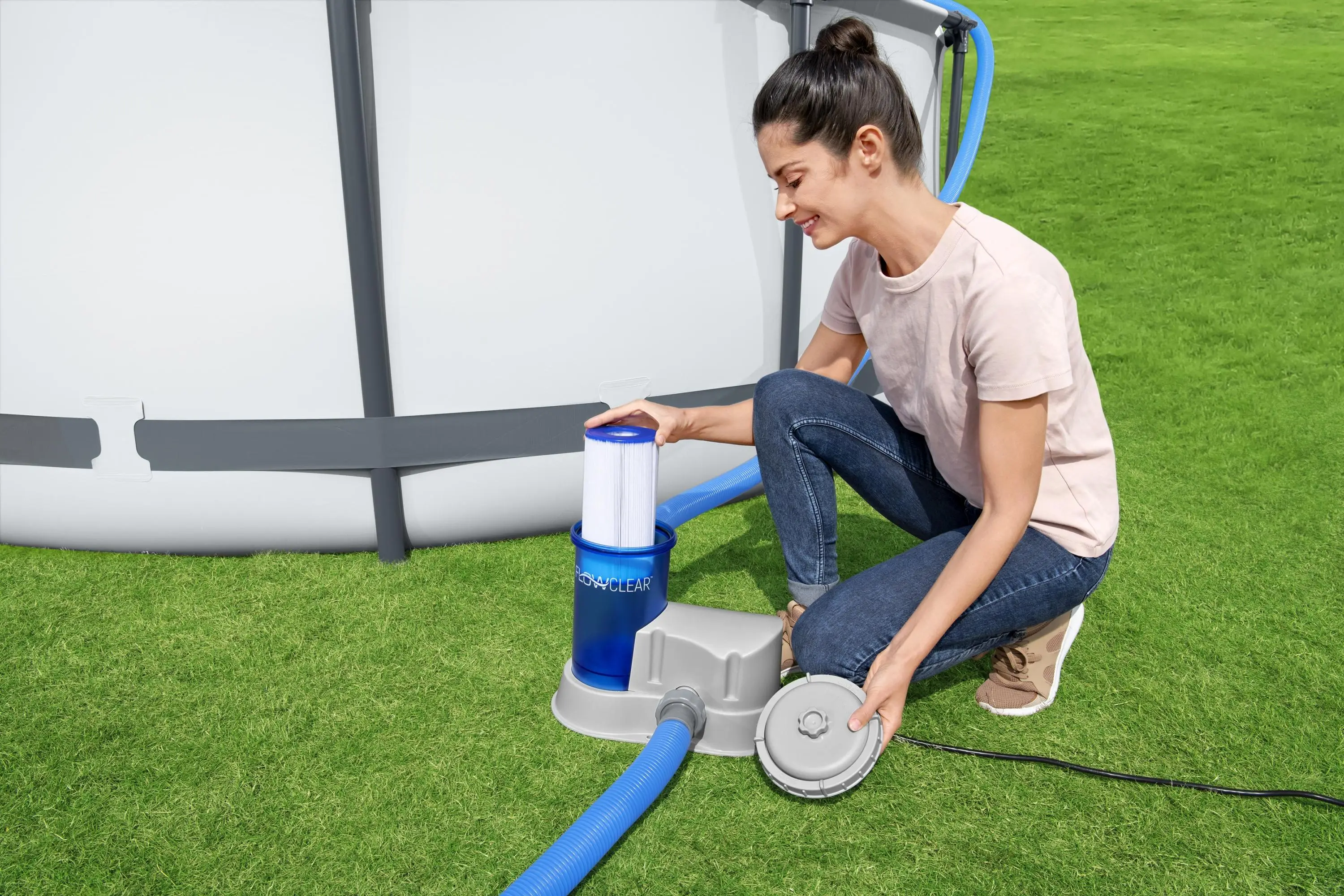 Bestway 58386 стальная рама фильтра для воды фильтрующий элемент плавательного Бассеина Flowclear 5678L/1500gal Прозрачный Насос с фильтром