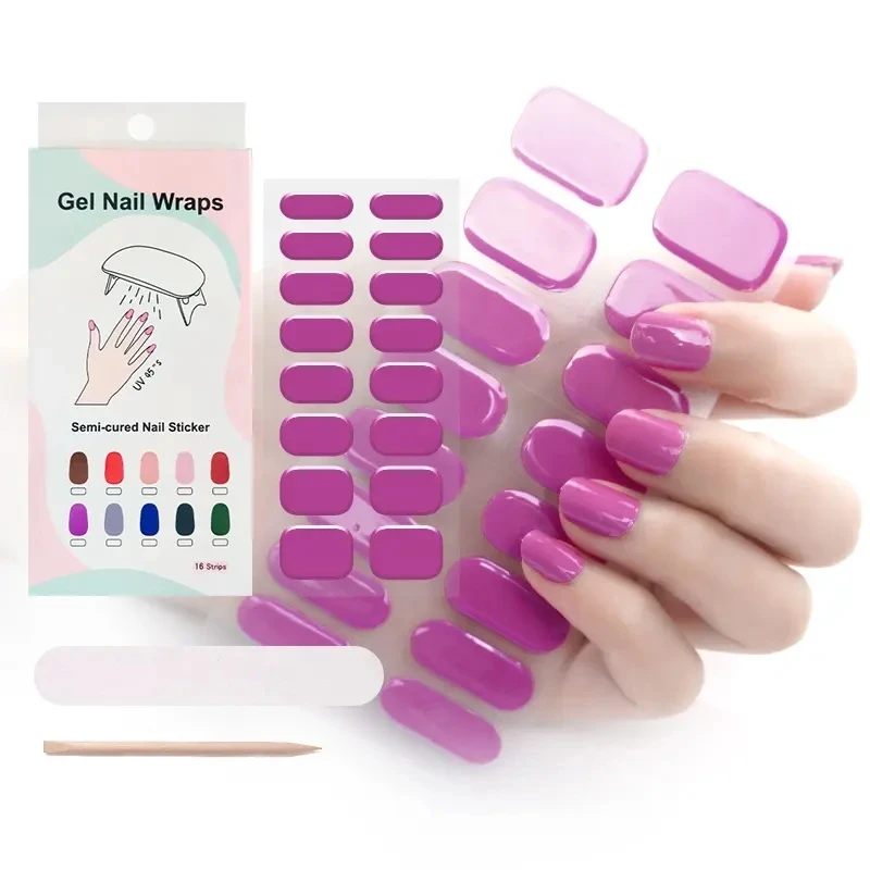 factory nail supplier New designs custom semi cured gel nail polish sticker wraps