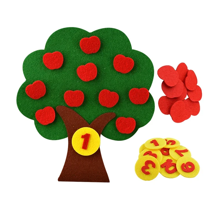 Kids Educational Apple Tree Carrot Design DIY Toys Kit Counting Flock Toy