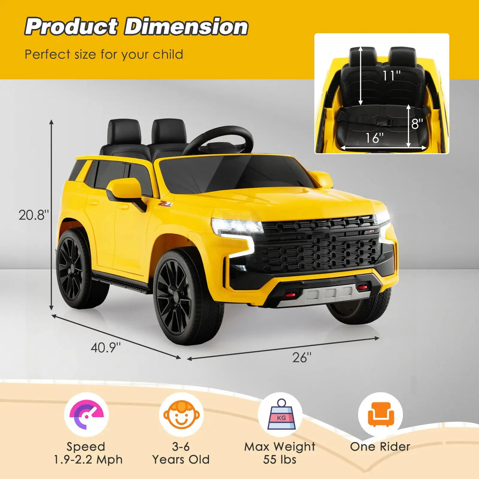 Istaride 12V Kids Ride On Car Chevrolet Electric Vehicle Remote w/ Light & Music