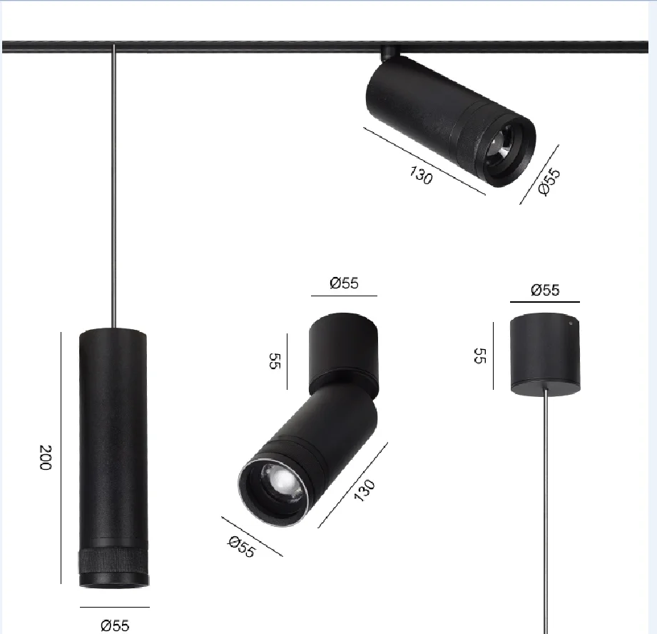 New Surface Recessed Dimmable Focus Adjustable Beam Angle Shop 48v Magnetic Moving Head Led Commercial Track Lights System
