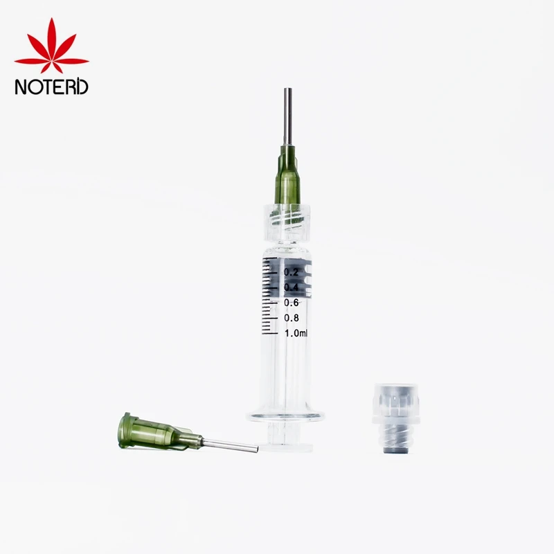 Пользовательский логотип печать 1 мл luer lock стеклянный шприц масляная дистиллятная упаковка