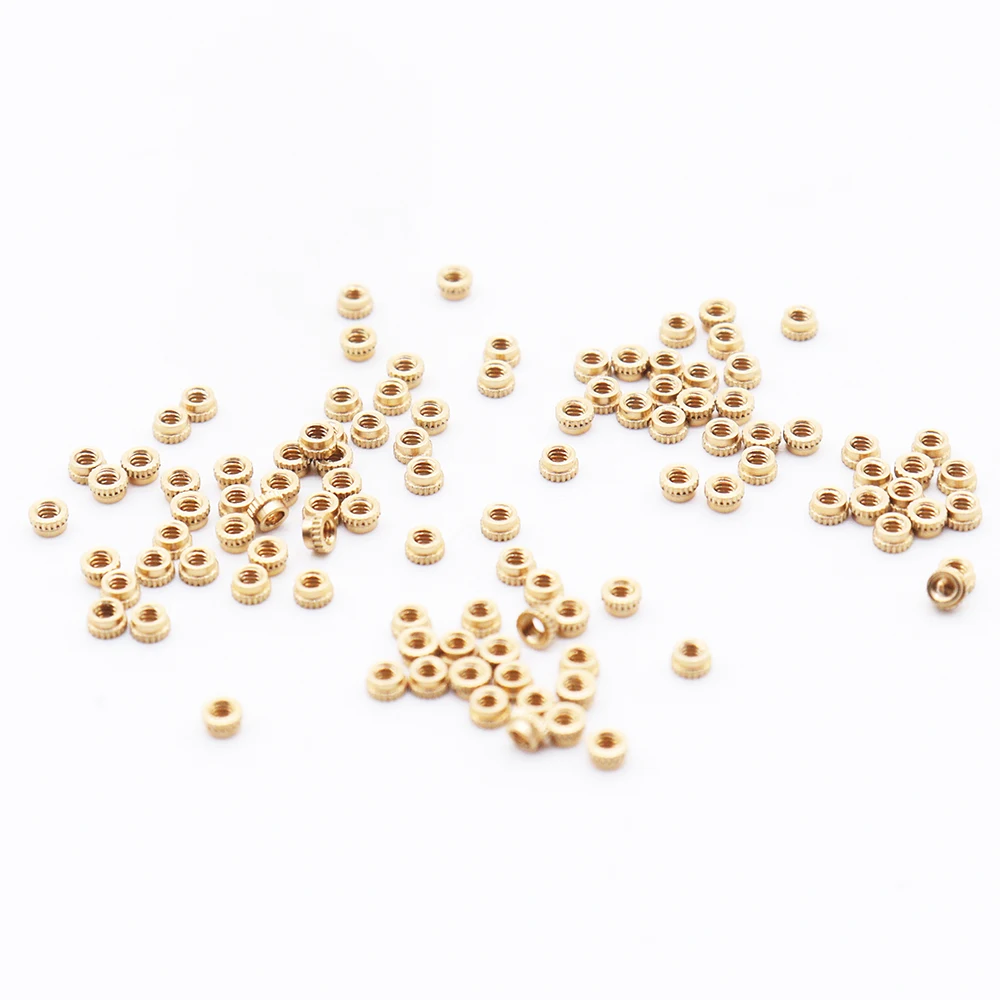 M2/M3/M4/M5/M6 Female Insert Nuts Thread Knurled Nuts Brass Threaded Insert Brass Embedment Nuts