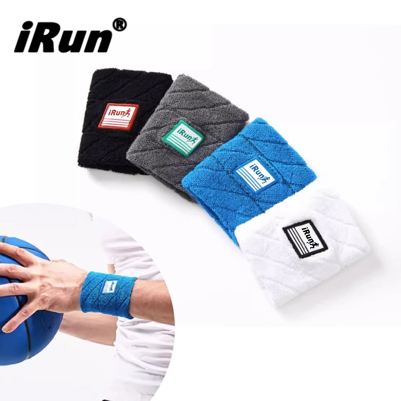 iRun custom embroidered color towel terry wristband cloth running sweatband basketball wristband cotton sweat tennis wristband