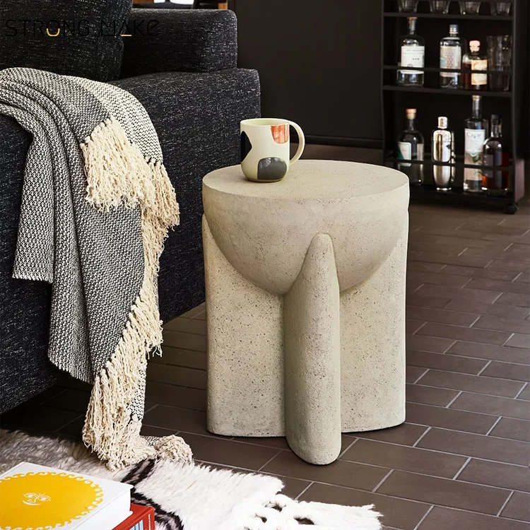 FRP Wabi Sabi Luxury Modern Fiber Glass End Table Sofa Side Tea Fiberglass Table Round Plastic Coffee Table for Living Room