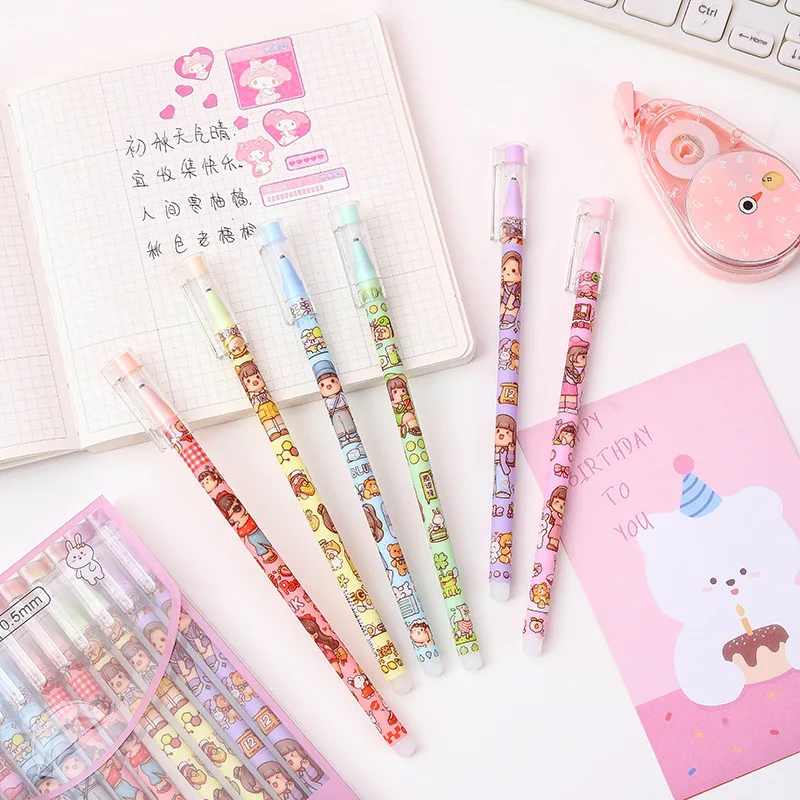 Creative cartoon cute straight stick neutral pen student high appearance level can erase office gift pen signature pen