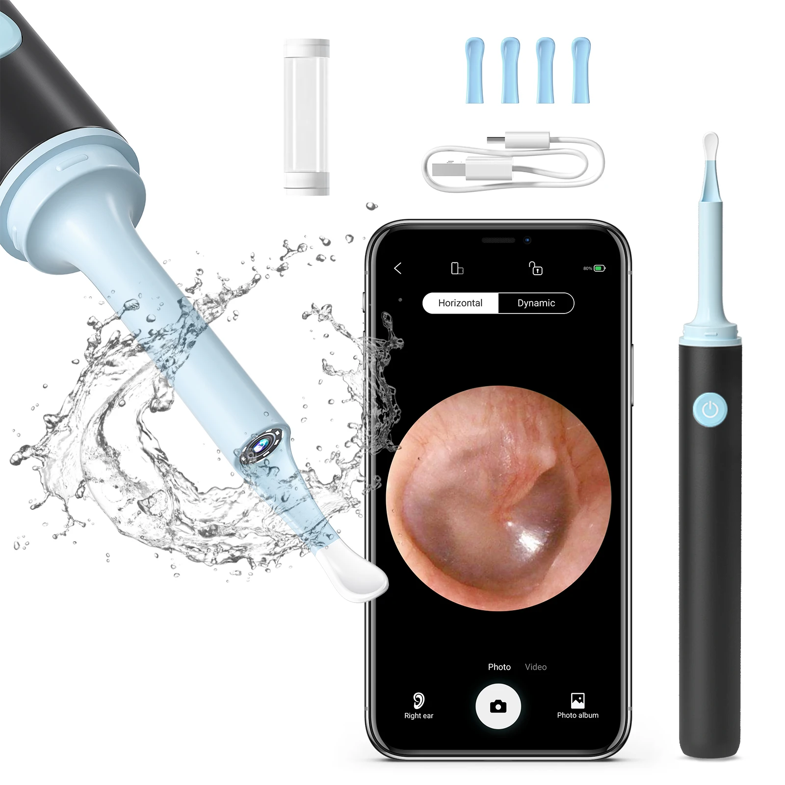 Удаления ушной раковины с Wi-Fi, Ушная палочка отоскоп Видимый наушник 1080p беспроводной медицинский Безопасный, ушным пинцетом, инструмент для чистки ушей с камерой