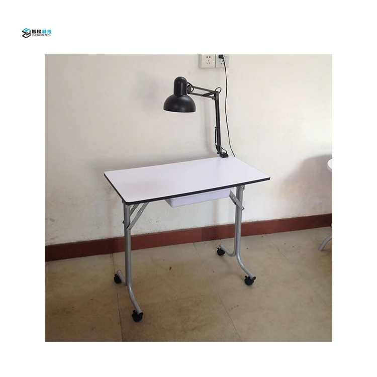 Hight Quality Beauty White Folding Desk Manicure Drawer Nail Table With Lamp