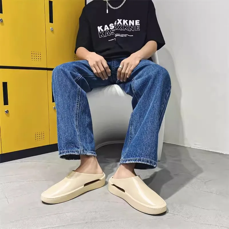 New summer men's slip-on thick-soled coconut slippers for men outdoor stepping shit feeling couple sandals