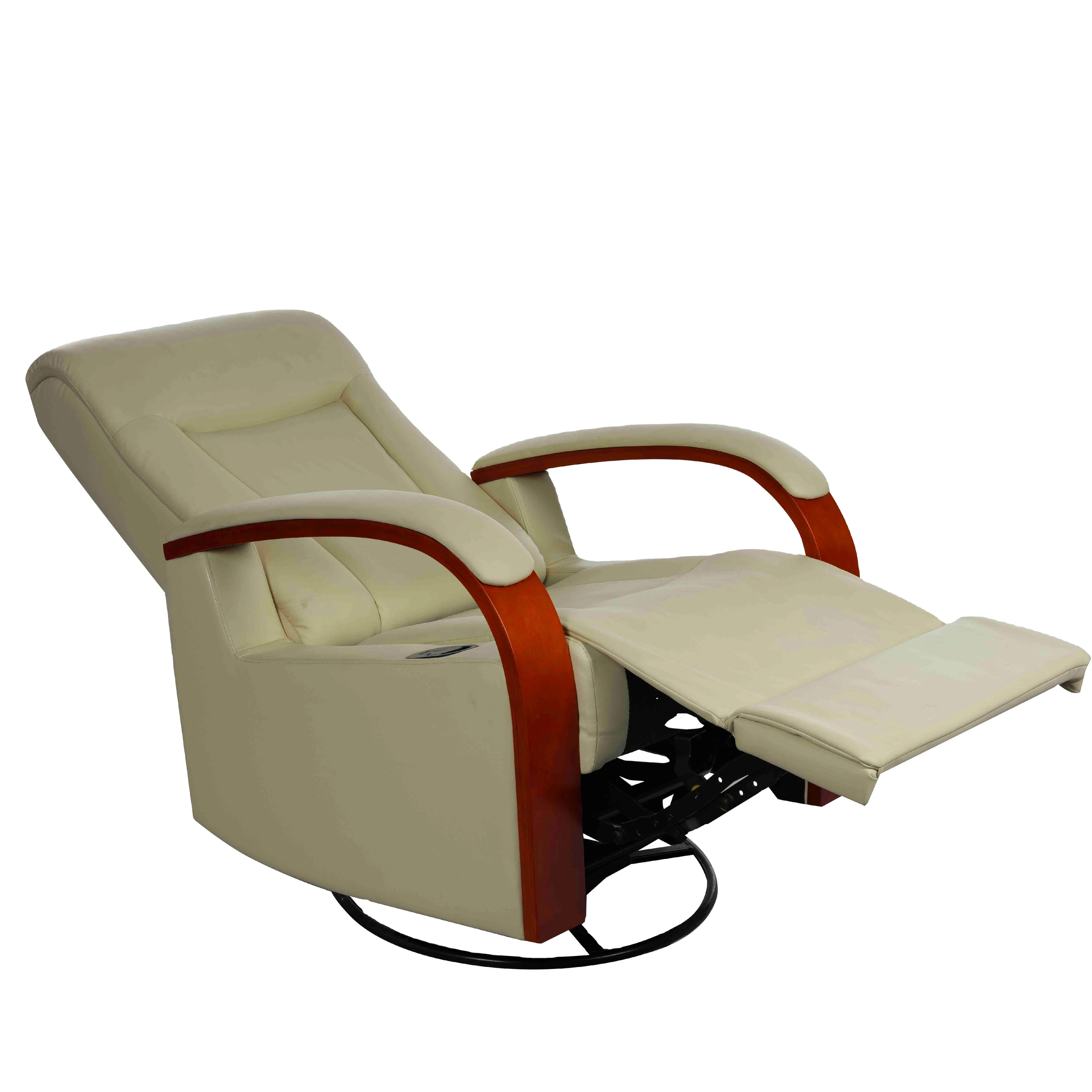 Geeksofa  Home Theater Adjustable Comfortable Relaxing Leather Sofa With Rotating Manual American Recliner for the Elderly