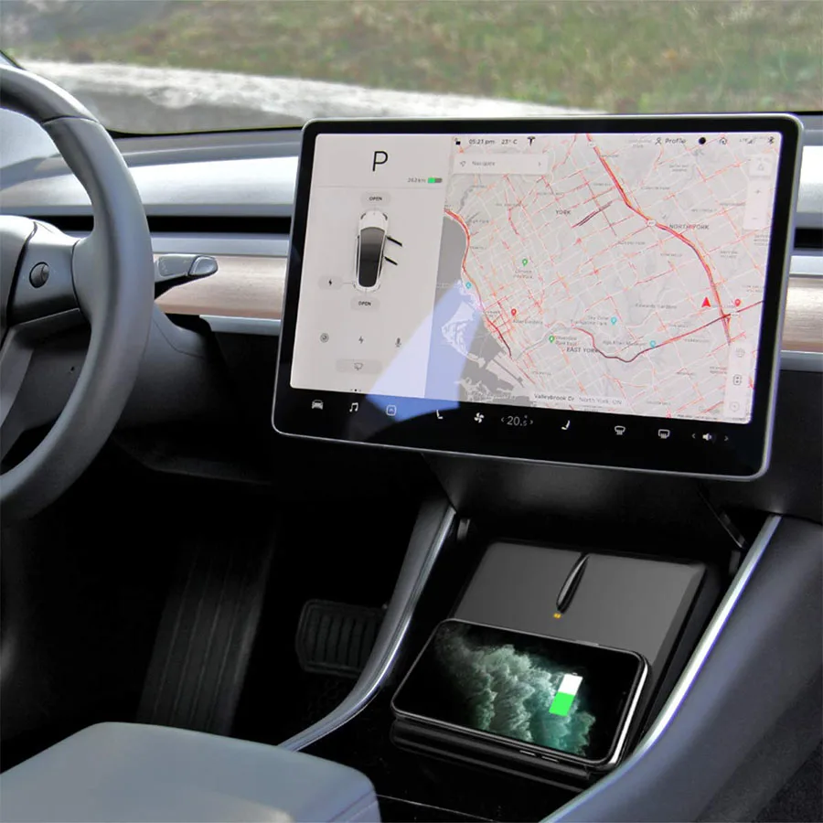 Car Wireless Charger For Tesla Model 3 S X Y For Iphone Android Smartphone Anti-Skid Dual Charging Board
