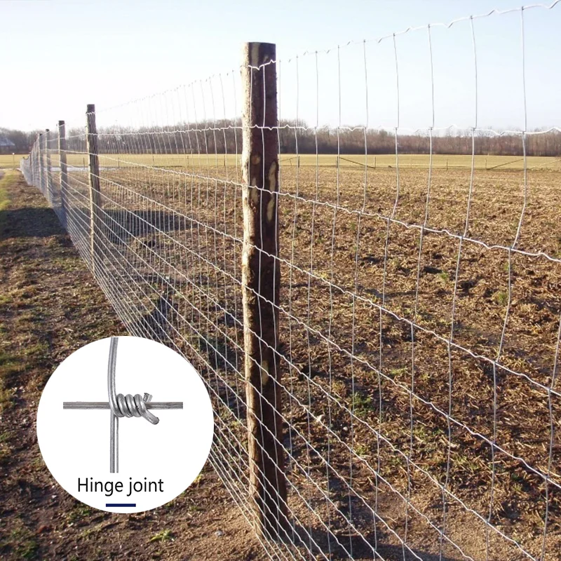 SRX 1.2M-1.8M Galvanized Hinge Cattle Mesh Fixed Knot Woven Iron Wire Net Horse Goat Fencing Field Fence Farm Design Coated Gate