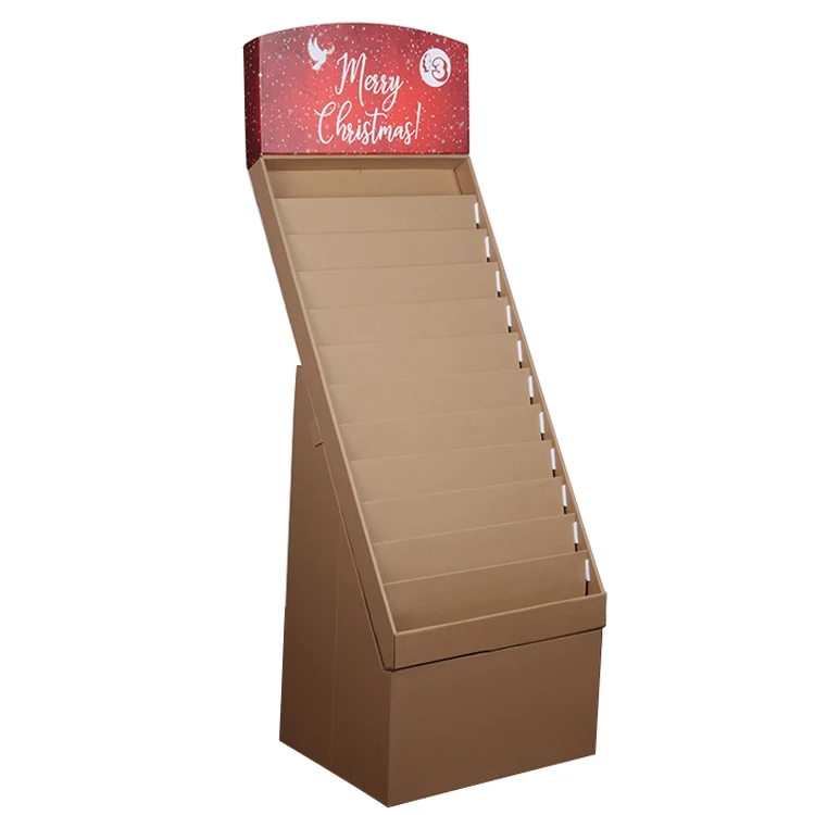 Custom Logo Cardboard Greeting Card Floor Display Rack Business Card Display Stand