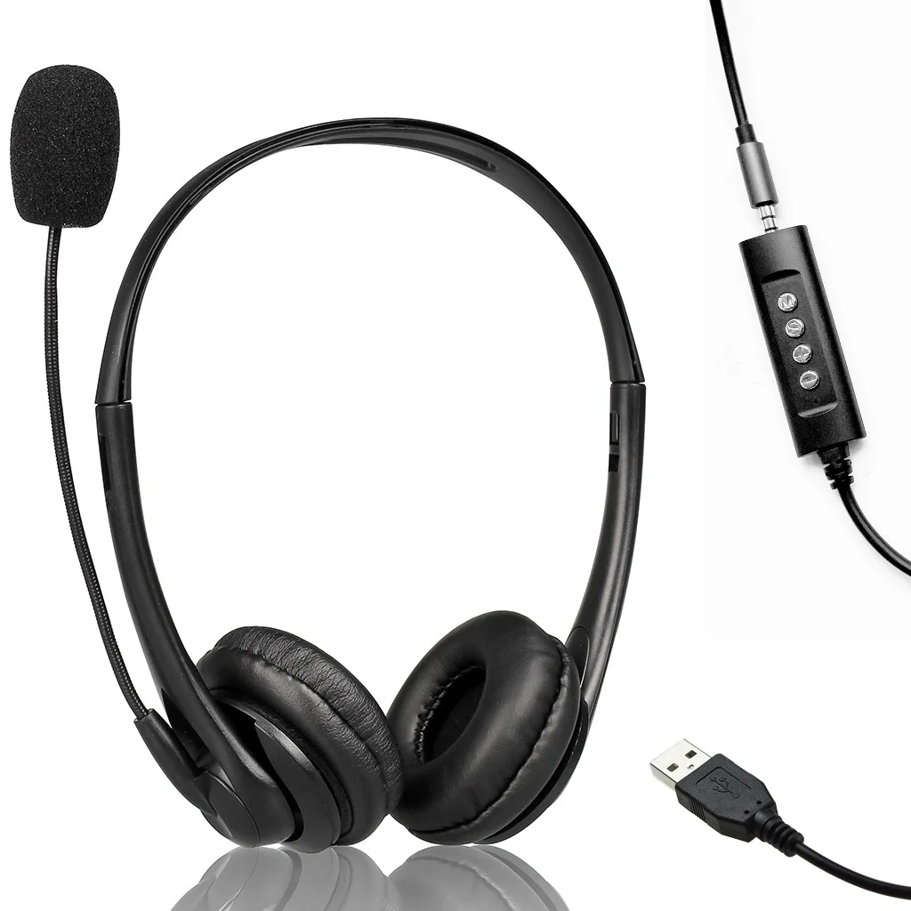 
OEM Headset noise cancelling with microphone wired 3.5 mm USB Offical Headphone for call center 