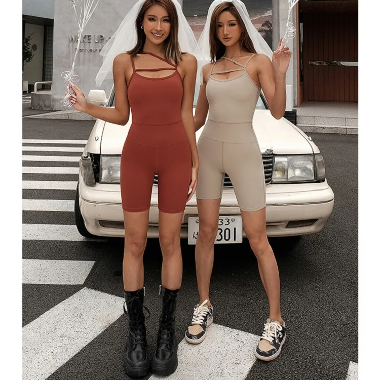 Pashasunshine Latest Jumpsuits Workout Wear Summer Breathable Sexy Tops Shorts Active Wear Pilates Yoga Wear Jumpsuits