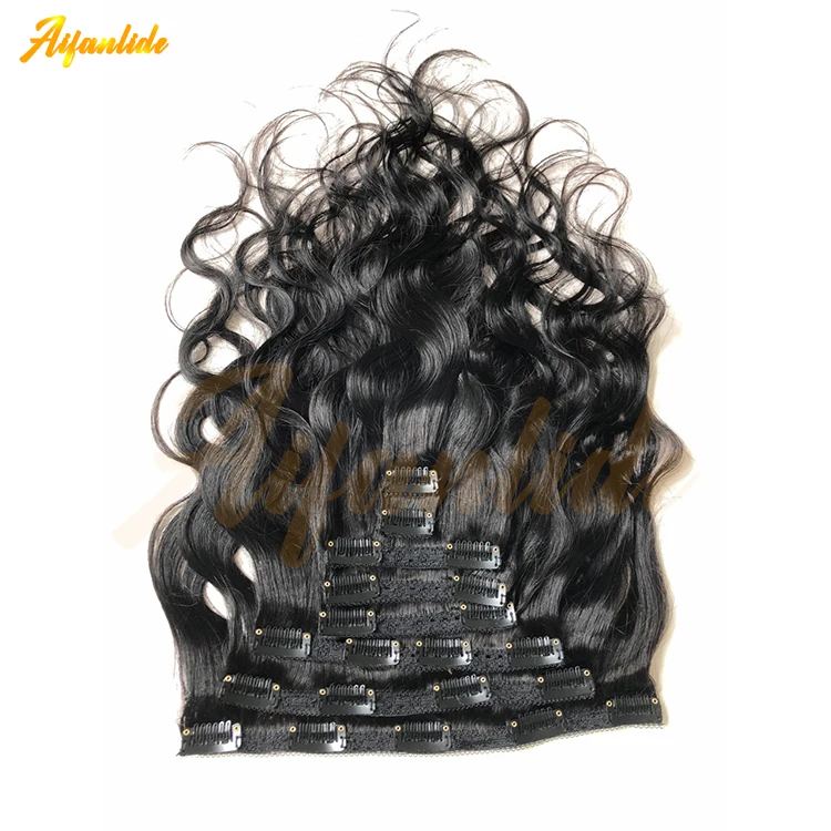 Body Wave Clip In Human Hair Extensions #1B Brazilian Remy Hair Clip Body Wave Human Clip In Hair Ins