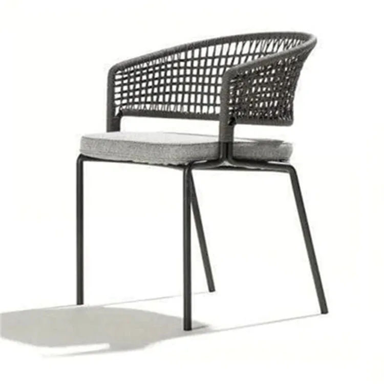 Nordic Modern Design Commercial Rattan Backrest Armrest Metal Leg Leisure Chair For Hotel Outdoor Furniture Garden Cafe Balcony