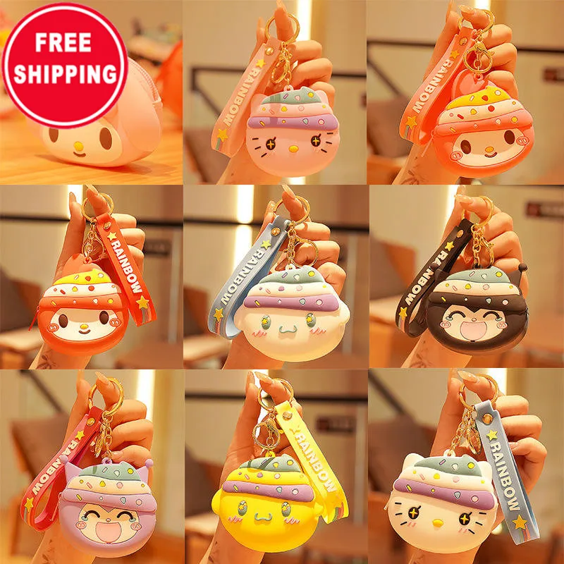 Free shipping halloween kawaii cute cartoon character silicone sanrio mini coin purse keychain