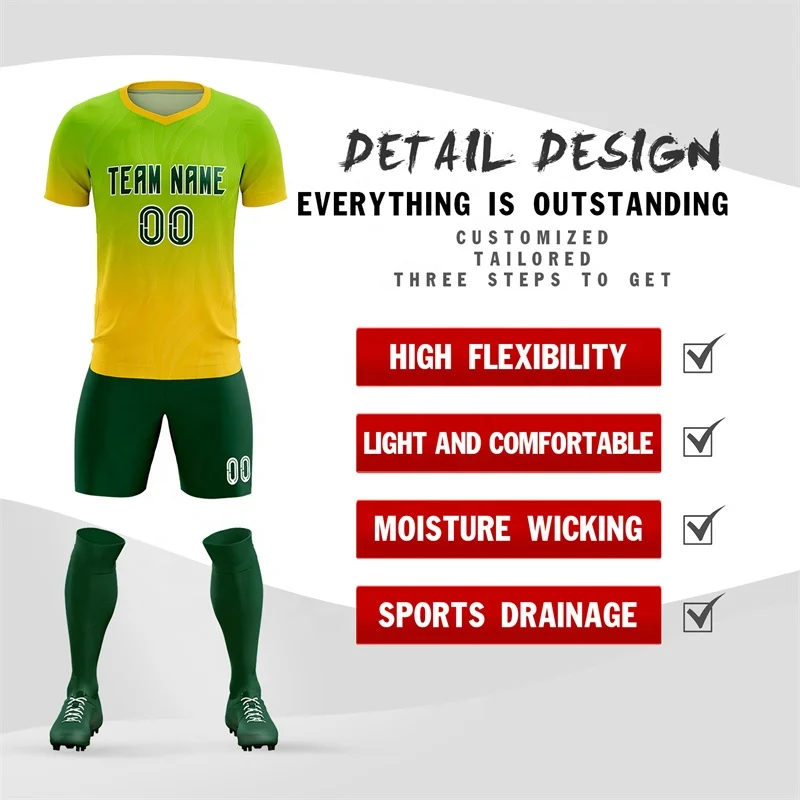 High Quality Custom Sublimated Soccer Jersey Set Adult Kids Football Jersey Wholesale Heat Transfer Design Youth Soccer Uniforms