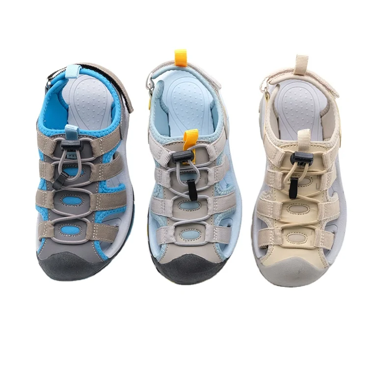 New Latest Sport Toe Closed Sole Slipper Webbing Child Pu Outdoor Sandal Design For Boy