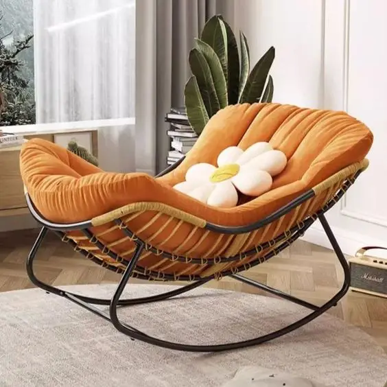 Modern Rocking Leather Cheap Leisure Chair Swivel Table Chairs Set Modern Living Room Lazy Reclining Chair for Relax