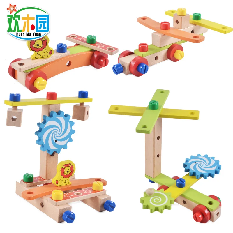Workbench Chair Assemble Toys Wooden Nuts and Bolts Set DIY Combination Multifunction Puzzle Blocks Toy