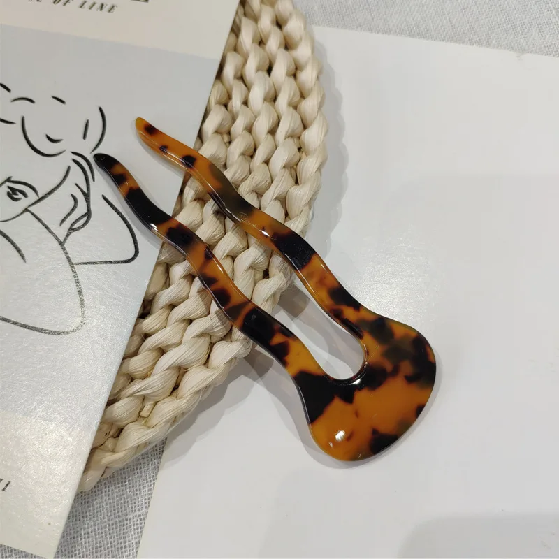 New Arrival 9.5CM Length Genya Acetate Plate Hairpin U-shaped Hair Headdress Vintage Hair Sticks for Women