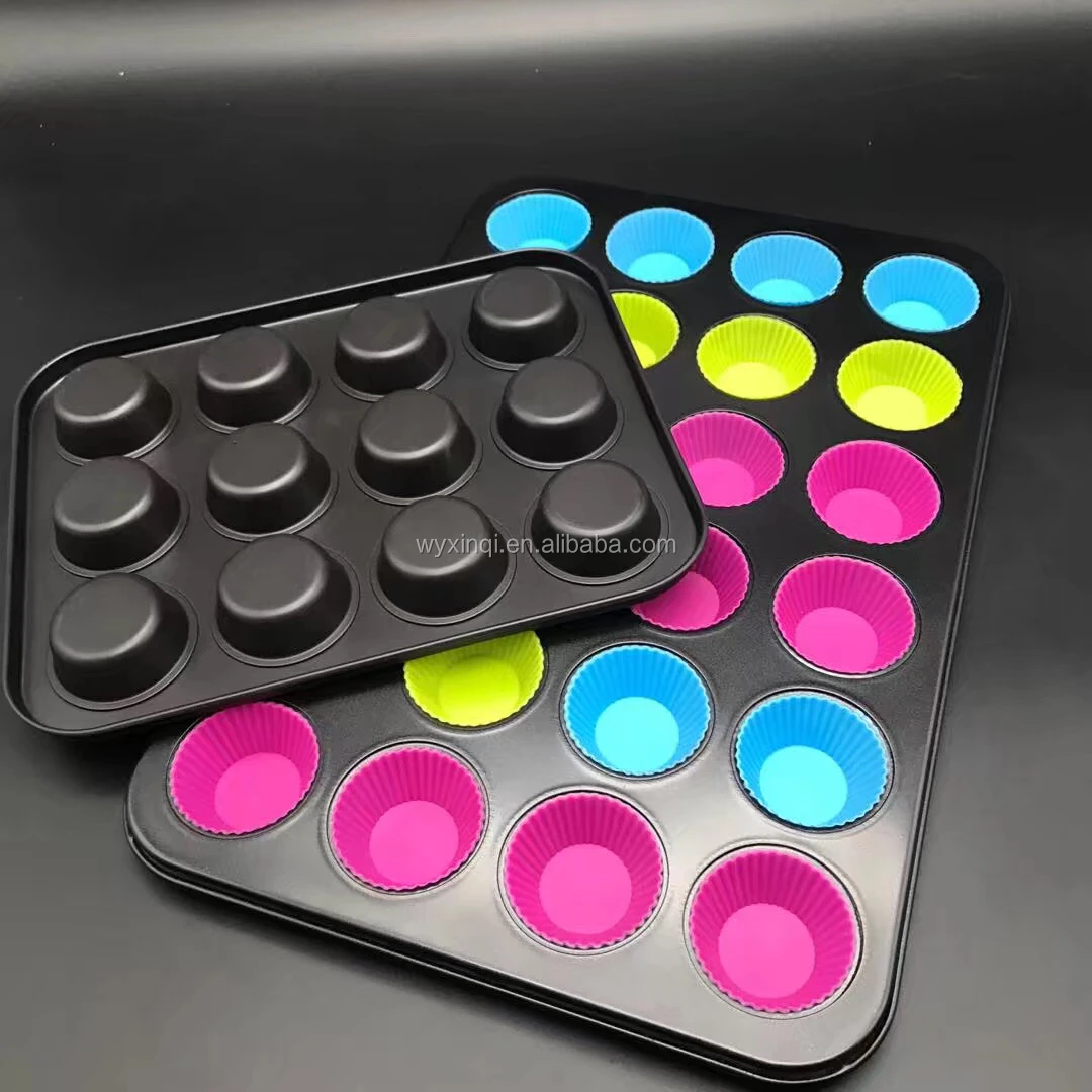 Антипригарная форма для маффинов, 24 силиконовых чашки, жаростойкая посуда для торта