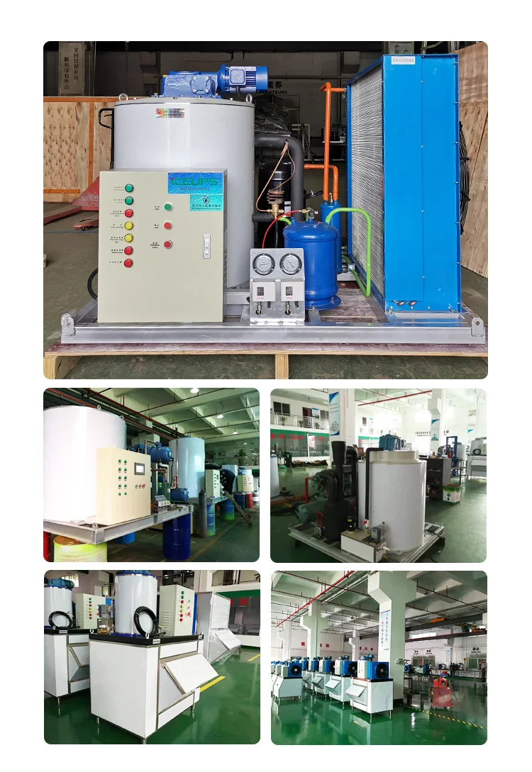 ICEUPS Good Price 300 Kg New Design Industrial Flake Ice Making Machines For Seafood Freezing Flake Ice Machine