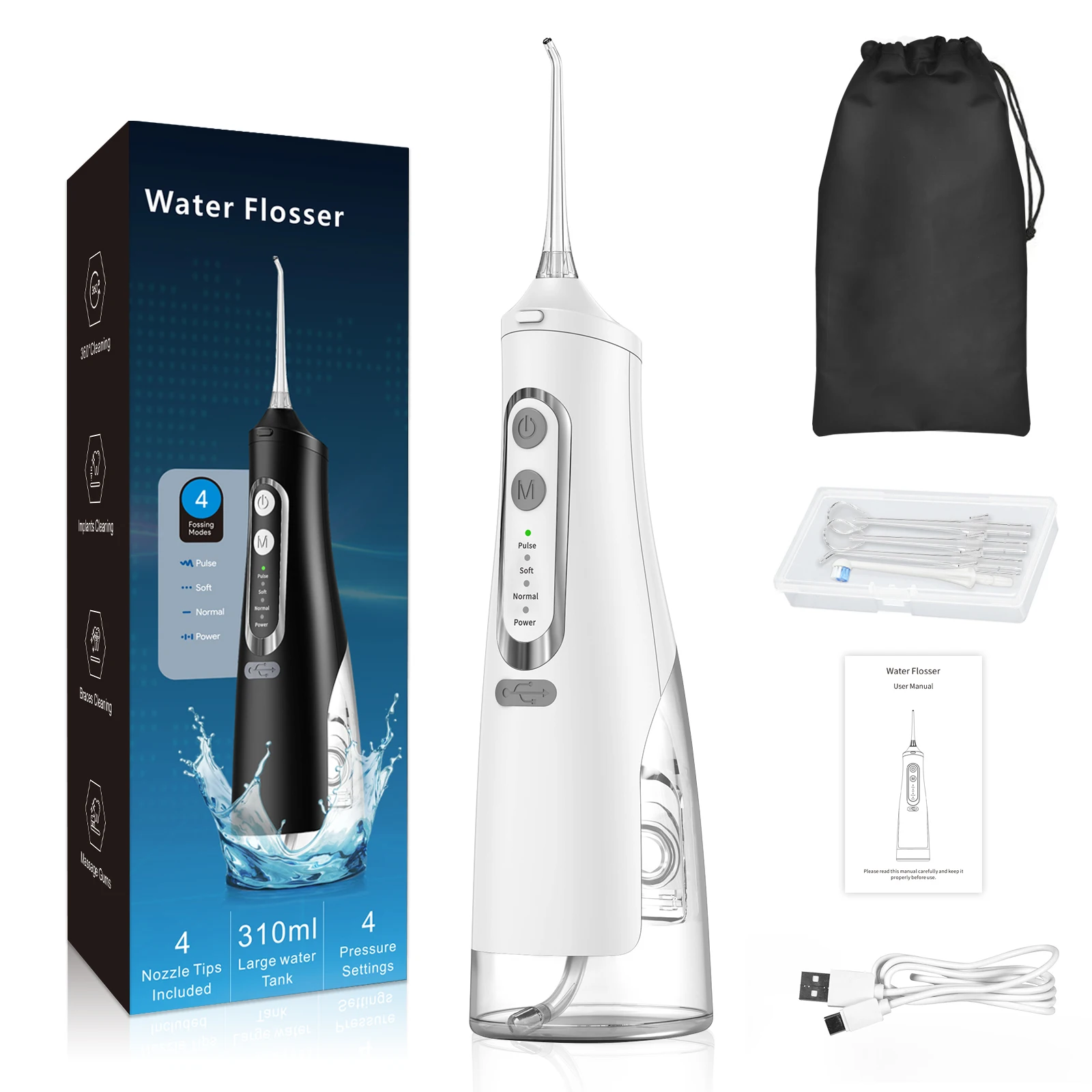 Mlikang Rechargeable Waterproof Cordless Cleaner Portable Dental Teeth h2oflossWater Flosser Oral Irrigator