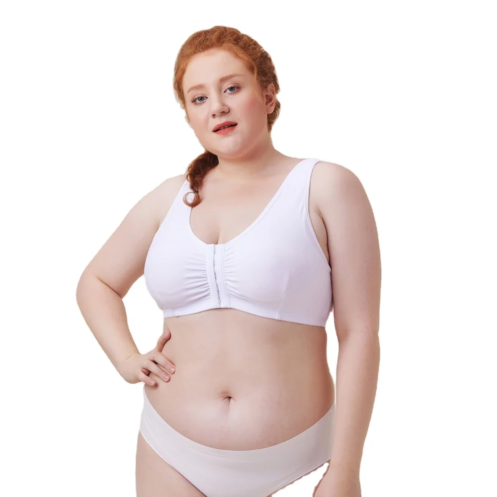 Wholesale Large Size Front Open Women Wire Free Daily Bra ultra thin Cotton Underwear Full Cup Sexy Plus size Comfortable Bra