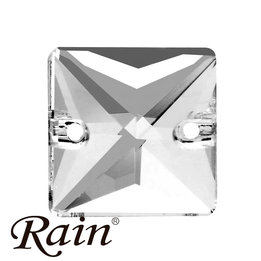 
Rain Glass Custom Bulk Square Crystal Buttons Non Hot Fix Flatback Crystal Glass Rhinestone Garment For Studs Crafts Clothing 