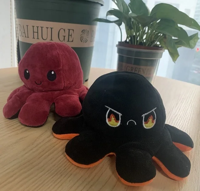  Мягкая плюшевая игрушка с откидной крышкой милые плюшевые игрушки кошки двусторонние осьминожки эмоции кукла для детей
