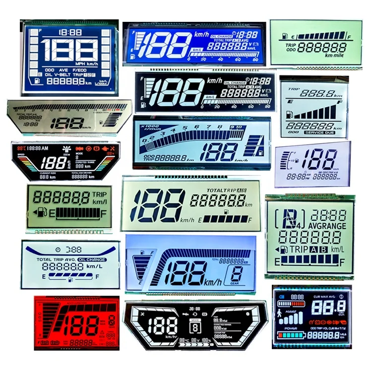 Black Characters Gray Background 14 7 Segments Screen Factory Custom Monochrome Segment LCD Display TN Energy Meter LCD