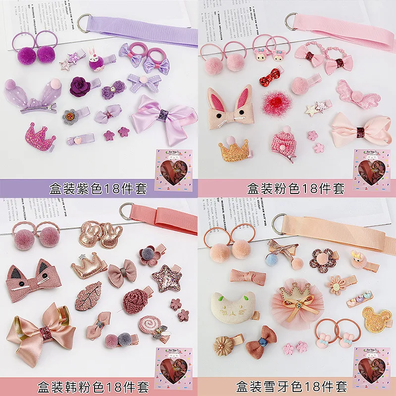 Hair clip set Cute Hair Accessories Girl cartoon headwear Bow Flower animal Hairpin hair ring Elastic Headdresss