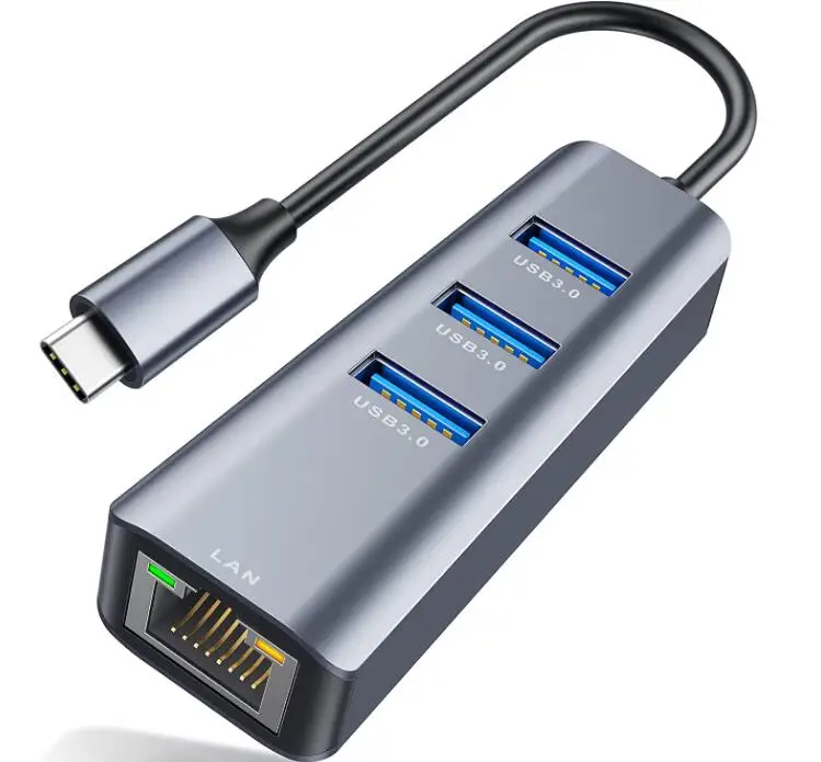 4-in-1 RJ45 to USB-C  to Gigabit Ethernet LAN Network Adapter for MacBook