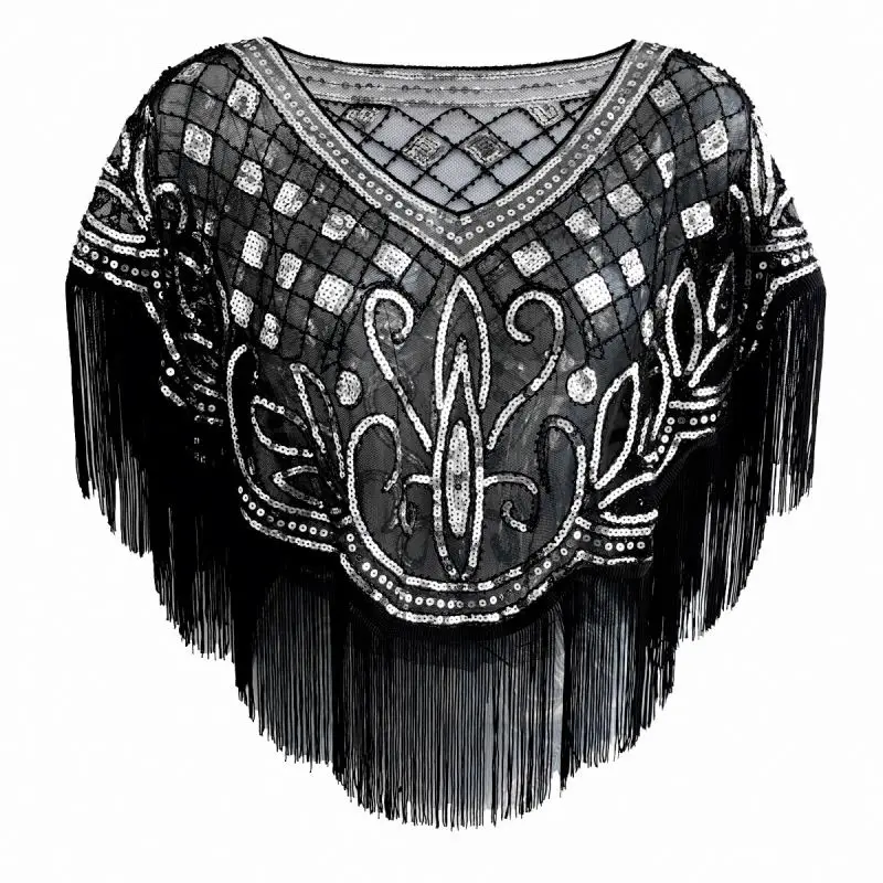 Women Beaded Sequin Shawl 1920s Vintage Bolero Flapper Evening Wraps Evening Cover Up Bridal Wraps Christmas Halloween cloak