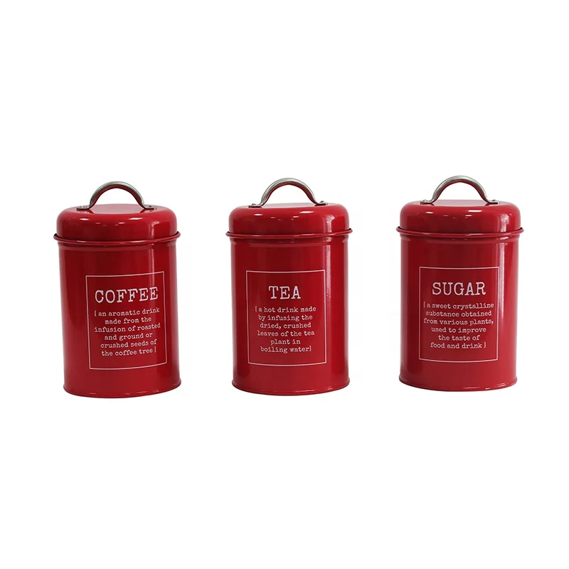 Set of 3 Sugar Coffee Tea Storage Canisters with bamboo lid Kitchen Counter Storage Organization Food Containers Storage Bins