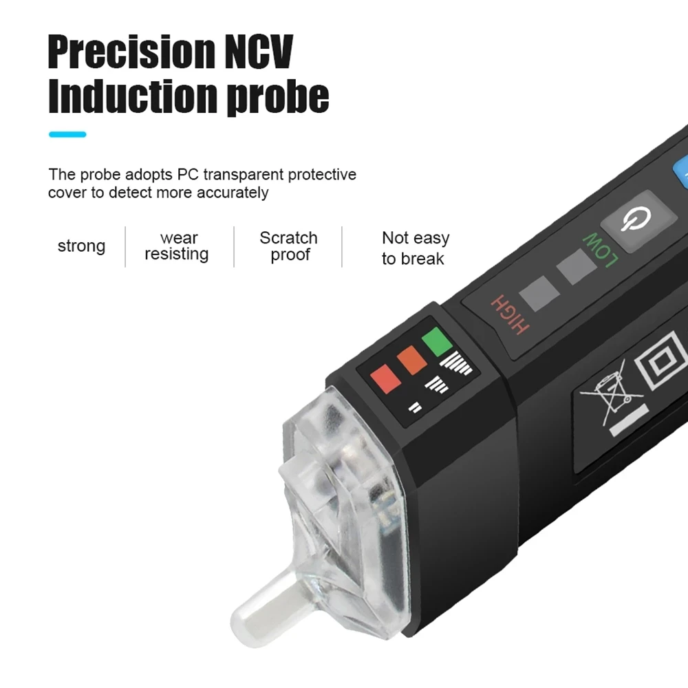 Non-contact Voltage Detector AC Alarm Meter Tester IP67 12V~1000V or 48V~1000V AC20 Digital Test Pencil