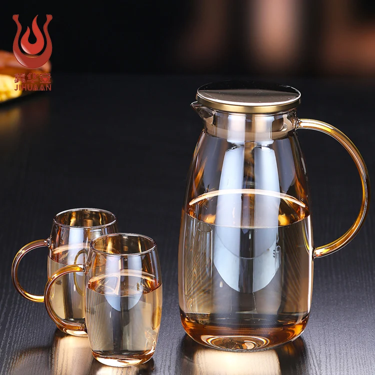 Glass Pitcher with Lid Iced Tea Pitcher Water Jug Hot Cold Water Ice Tea Wine Coffee Milk and Juice